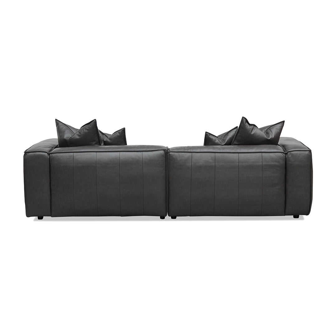 4 Seater Sofa with Cushion and Pillow - Shadow Grey Leather - image 8