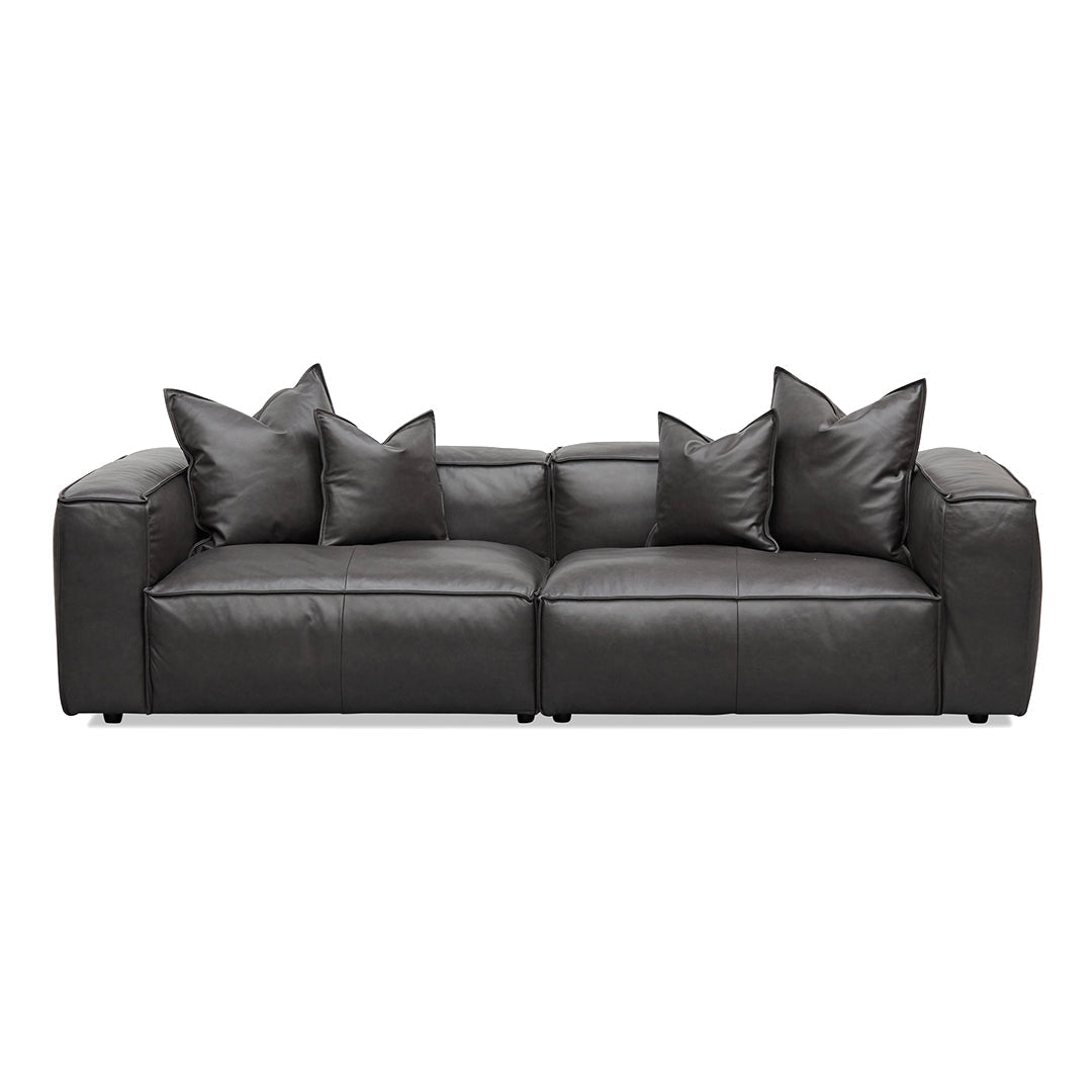 4 Seater Sofa with Cushion and Pillow - Shadow Grey Leather - image 3
