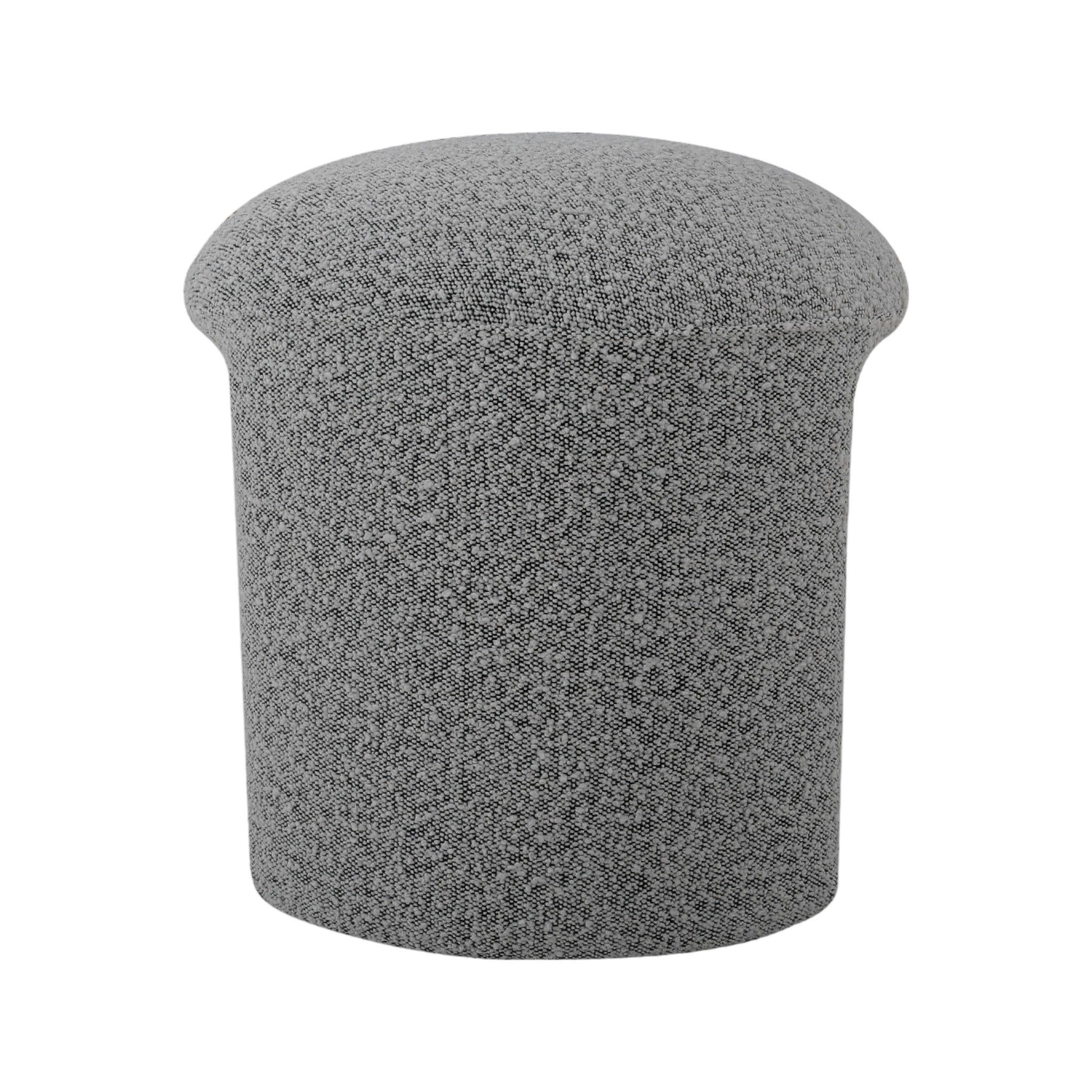 Round Ottoman - Pepper Boucle