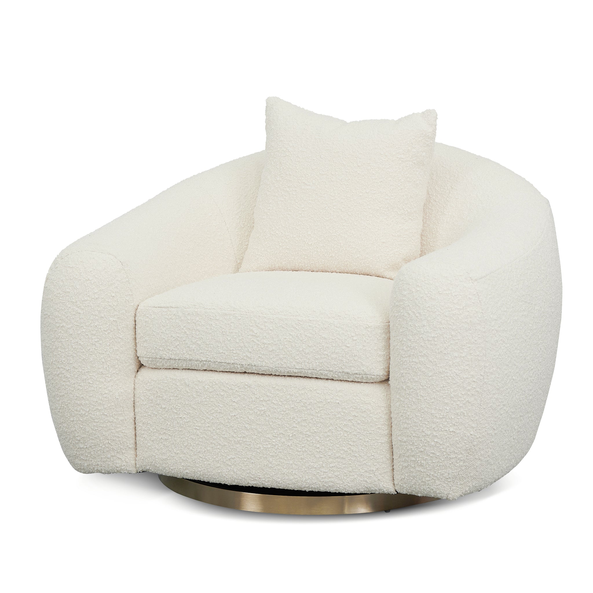 CLC8537-FS Swivel Armchair - Ivory White Boucle