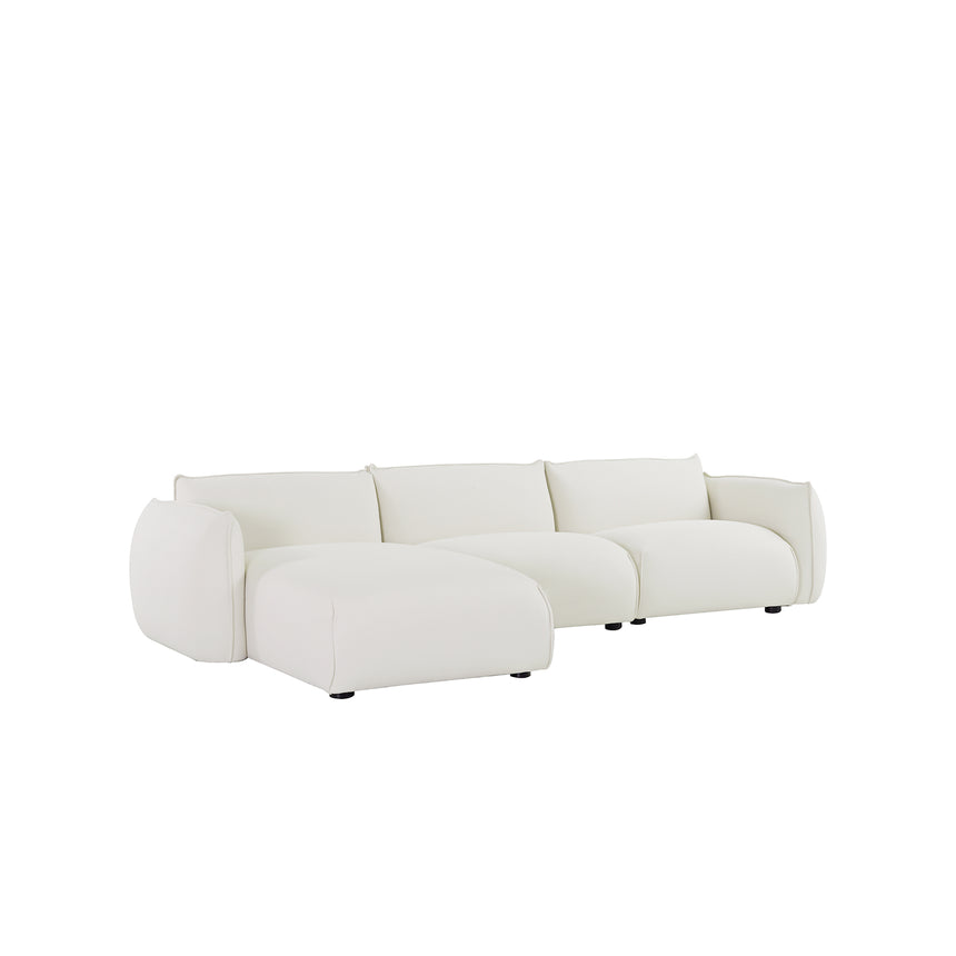 3 Seater Left Chaise Sofa - Cream