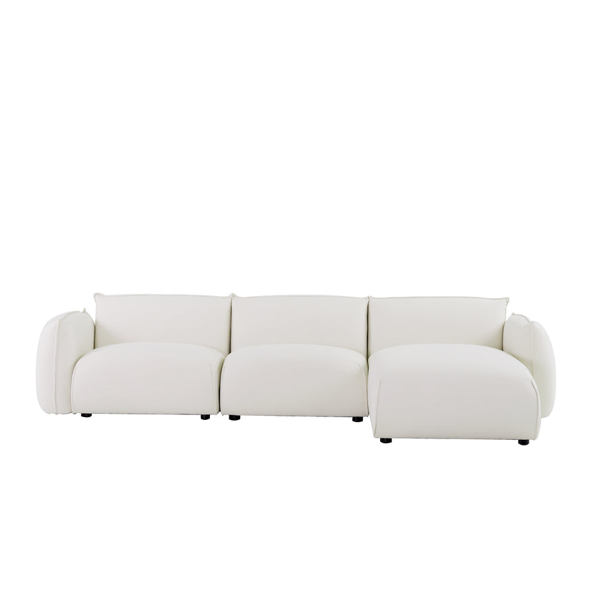 3 Seater Right Chaise Sofa - Cream