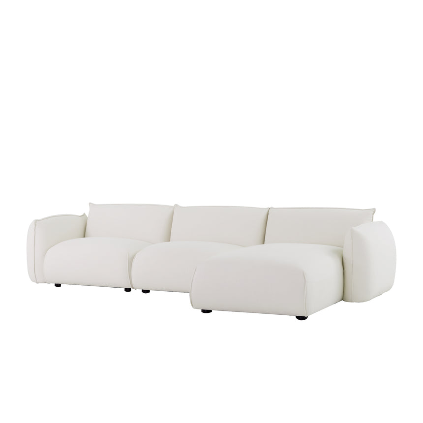 3 Seater Right Chaise Sofa - Cream