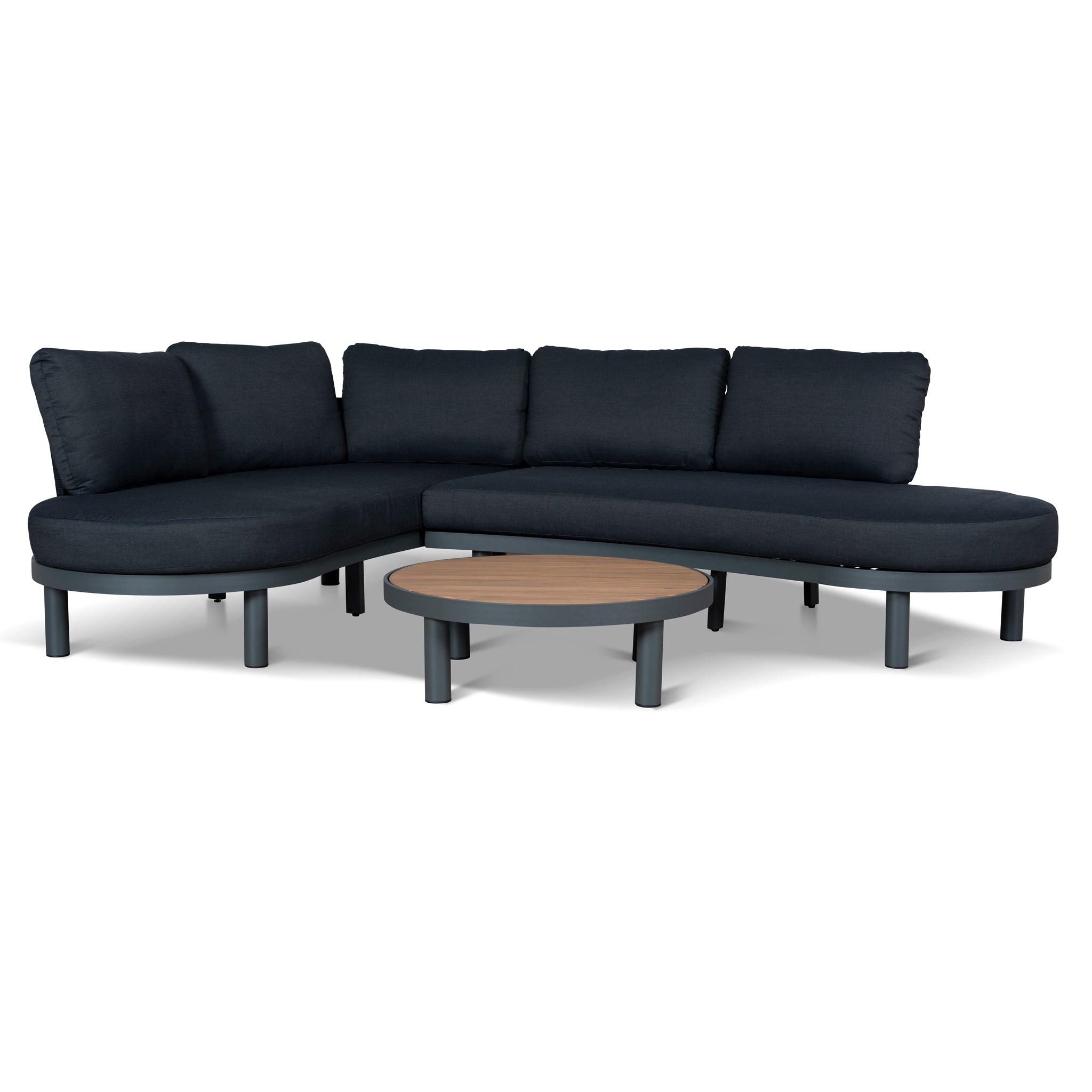 2pcs Outdoor Corner Lounge Set - Royal Dark Grey