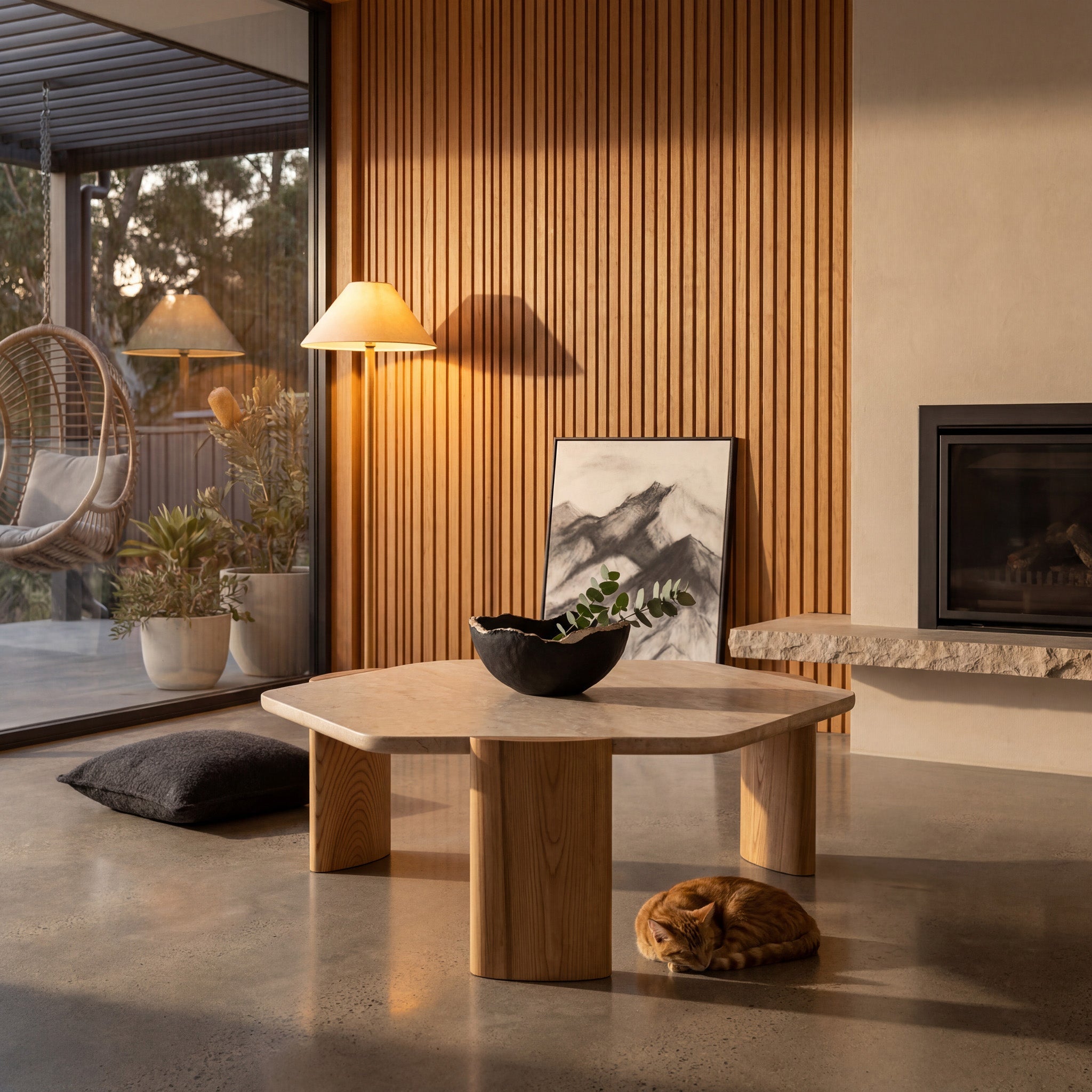100cm Travertine Coffee Table - Natural