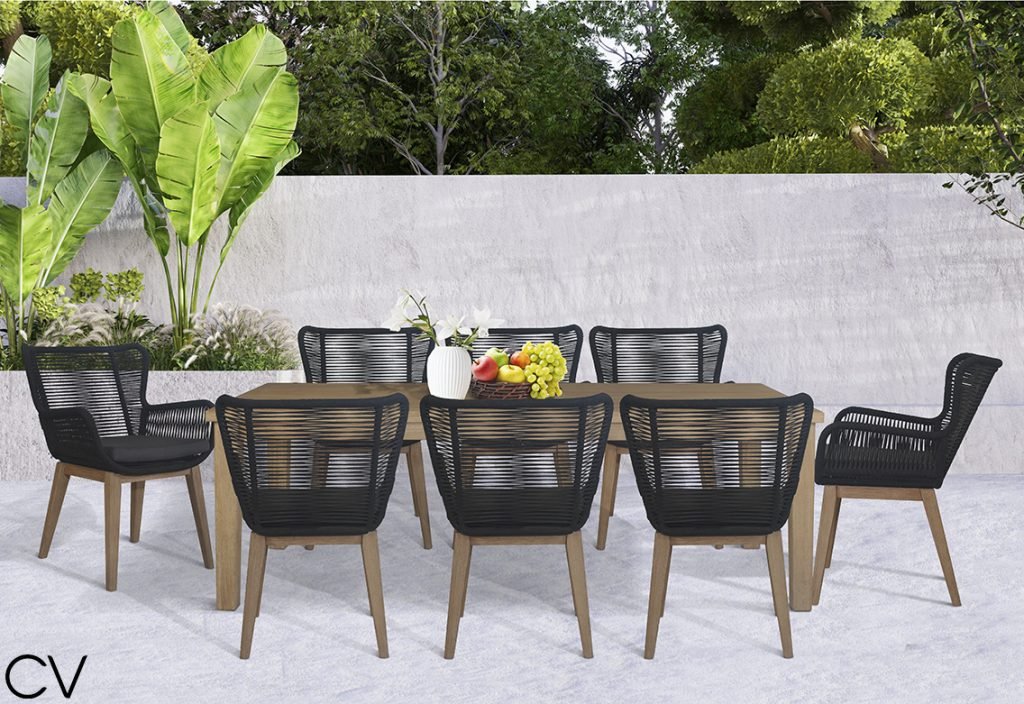 Kuhl 9 Piece Rope & Eucalyptus Timber Outdoor Dining Package