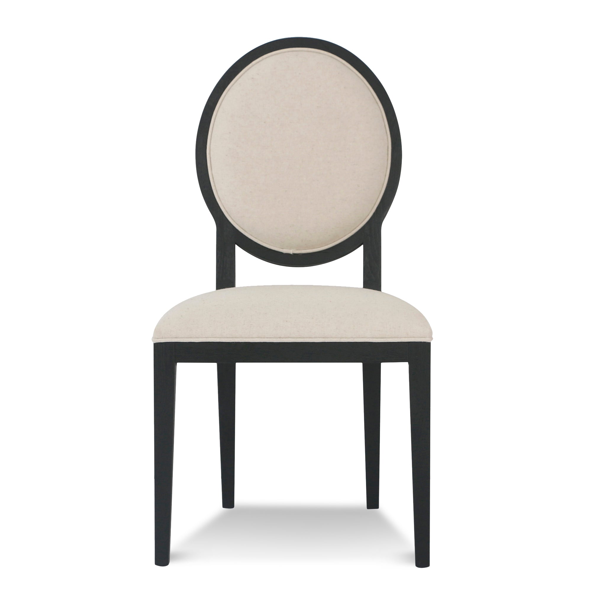 Set of 2 - Lula Light Beige Fabric Dining Chair - Black Frame