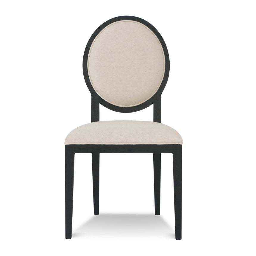 Light Beige Fabric Dining Chair - Black Frame (Set of 2)