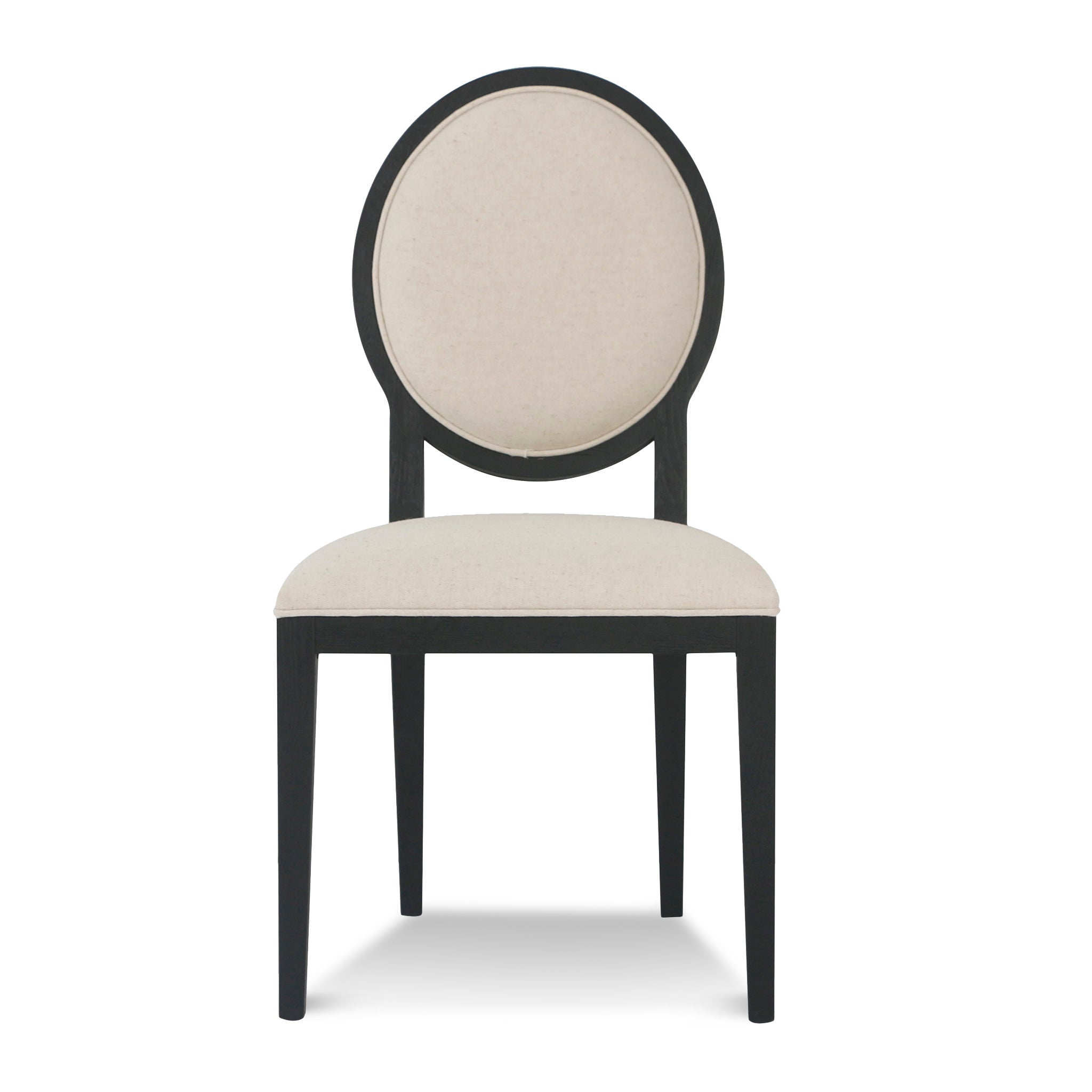Light Beige Fabric Dining Chair - Black Frame (Set of 2) - image 4