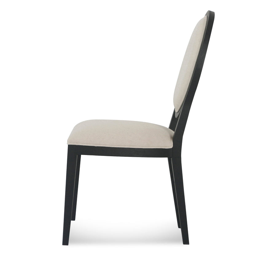 Light Beige Fabric Dining Chair - Black Frame (Set of 2)