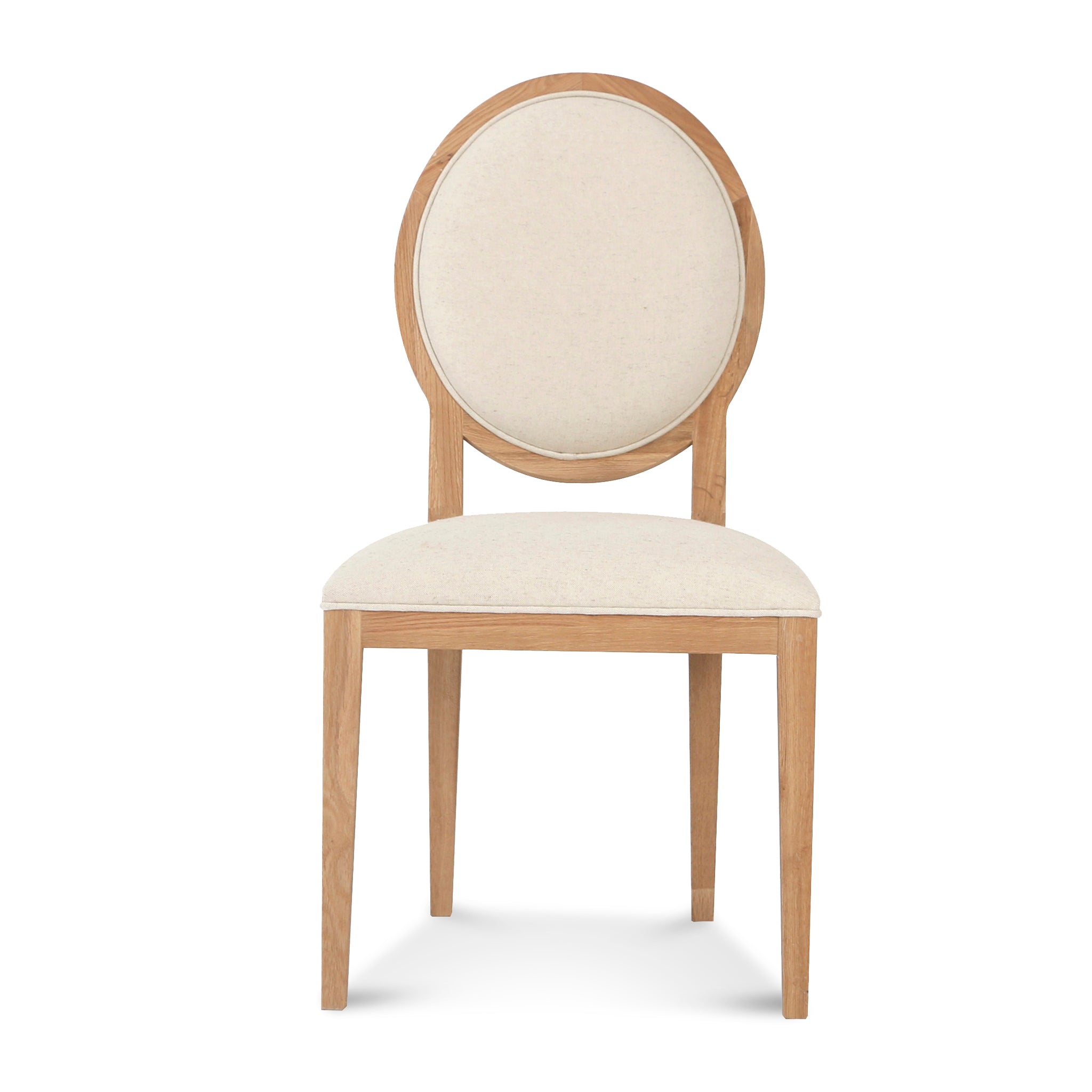 Set of 2 - Lula Light Beige Fabric Dining Chair - Natural Frame