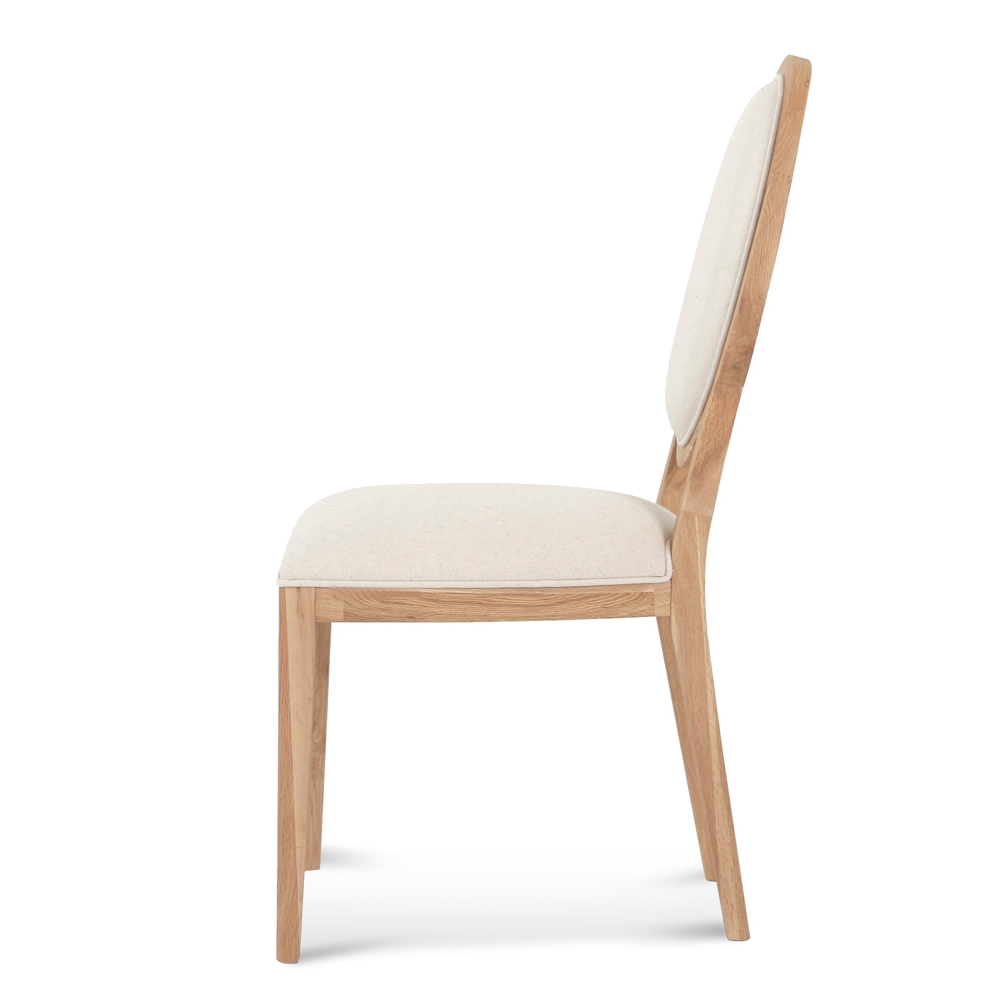 Set of 2 - Lula Light Beige Fabric Dining Chair - Natural Frame