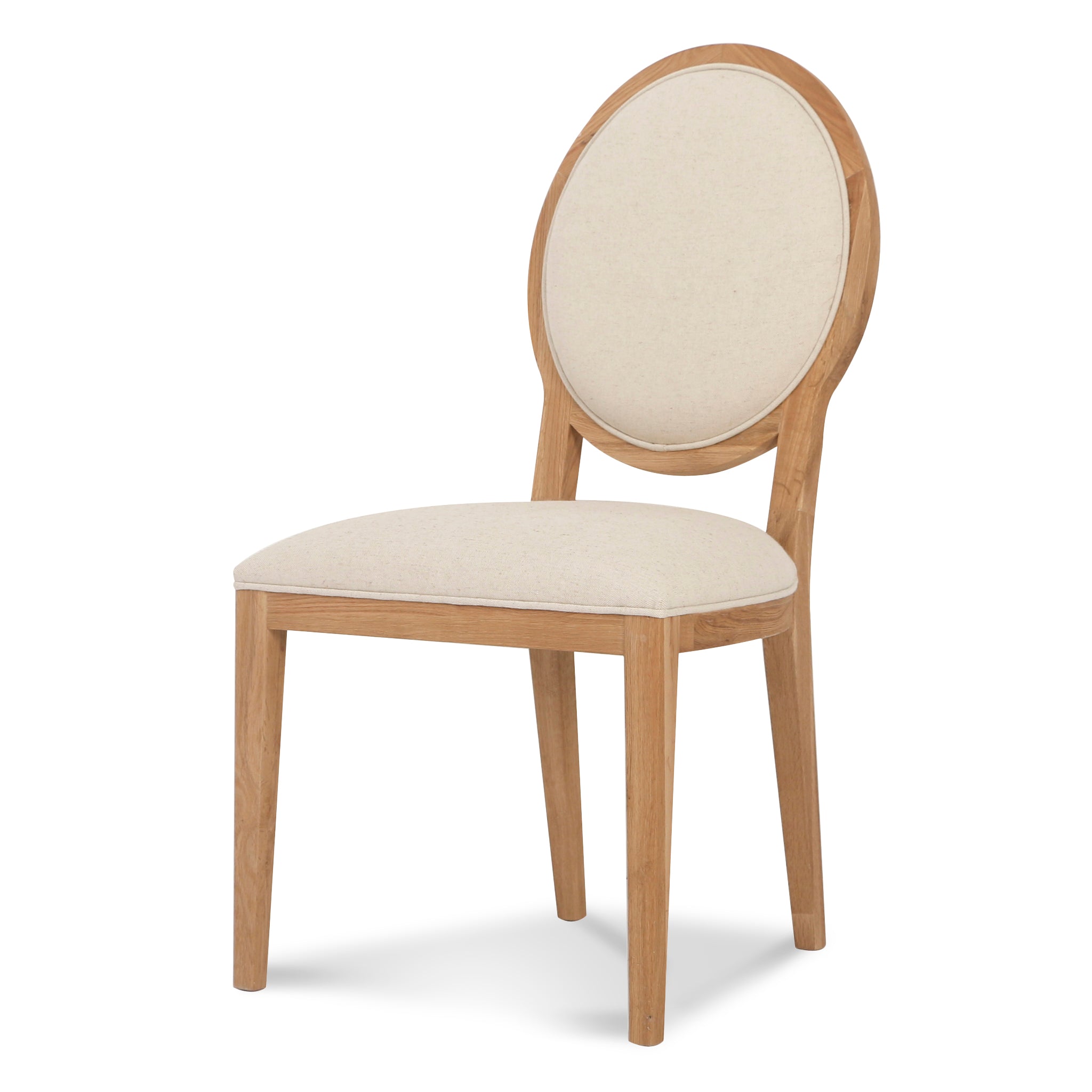 Set of 2 - Lula Light Beige Fabric Dining Chair - Natural Frame