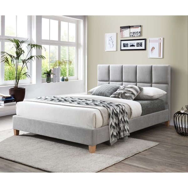 Marley Upholstered Double Bed - Mist Light Grey