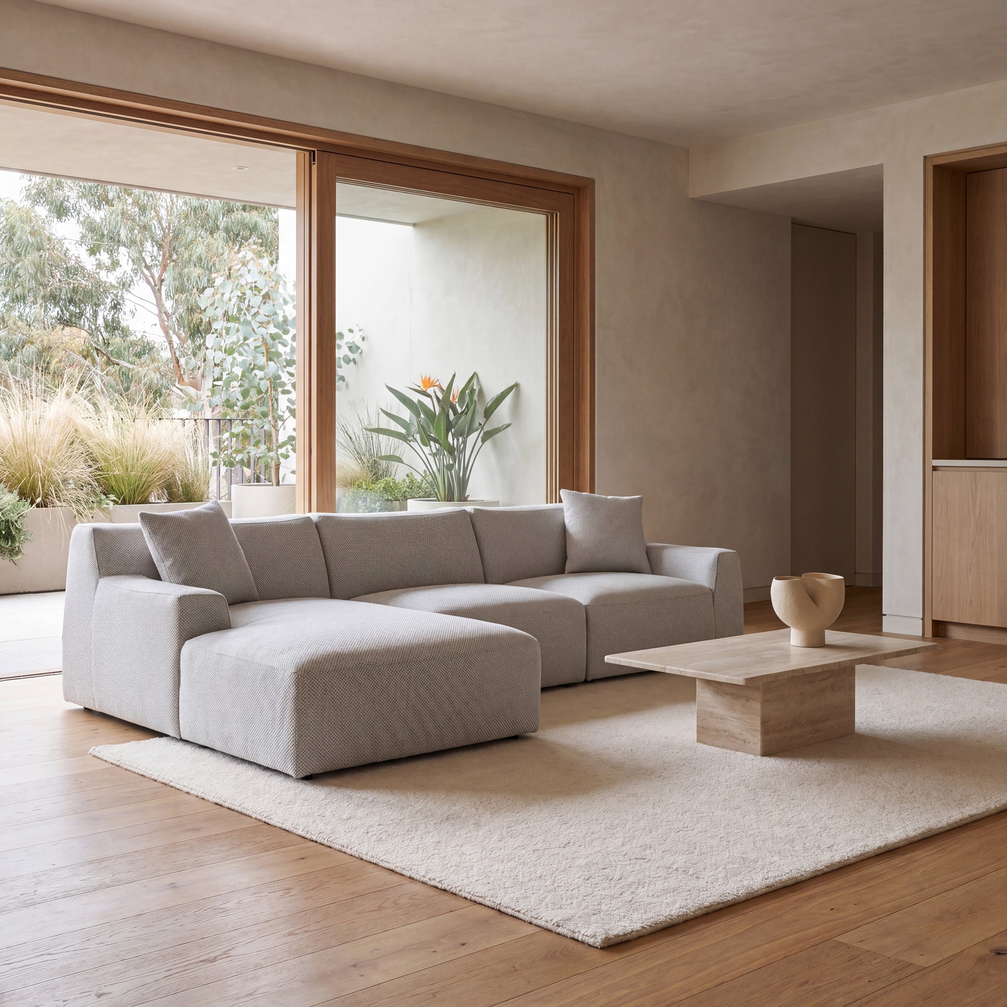 3 Seater Left Chaise Sofa - Passive Grey