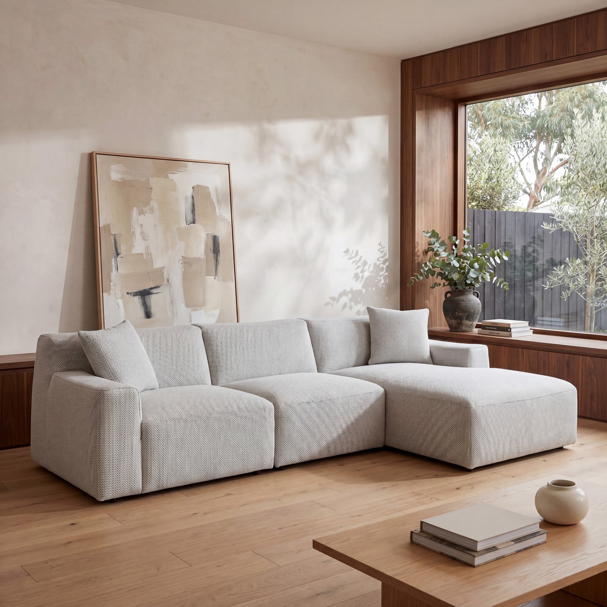 3 Seater Right Chaise Sofa - Passive Grey