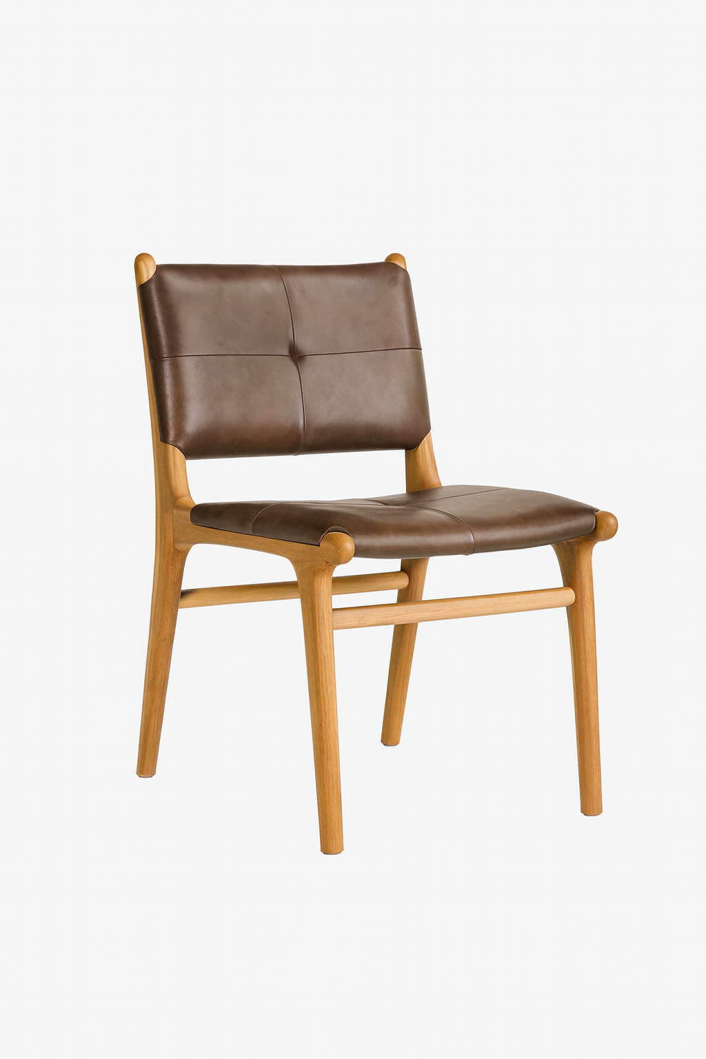 Studio Chair Brown Leather Teak Frame