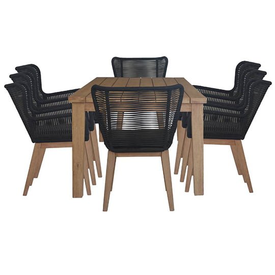 Kuhl 9 Piece Rope & Eucalyptus Timber Outdoor Dining Package