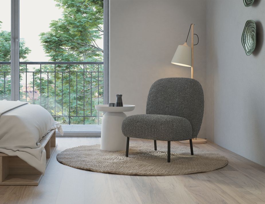 Moulon Lounge Chair - Elephant Boucle  - Brushed Matt Bronze Legs