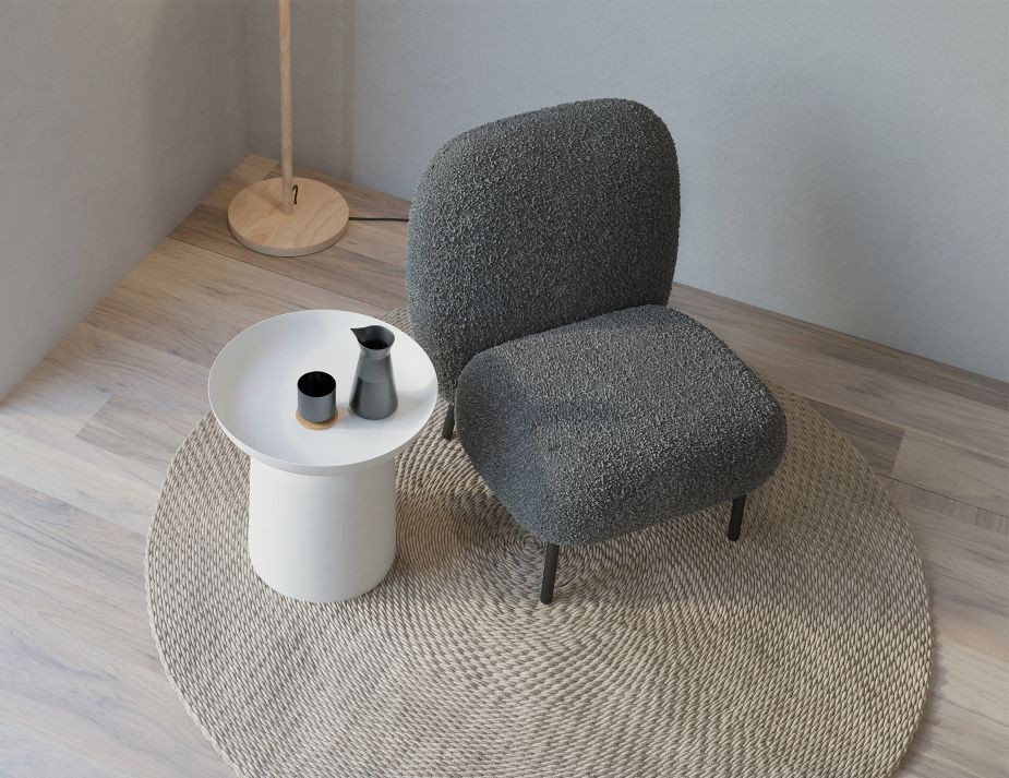 Moulon Lounge Chair - Elephant Boucle  - Brushed Matt Bronze Legs