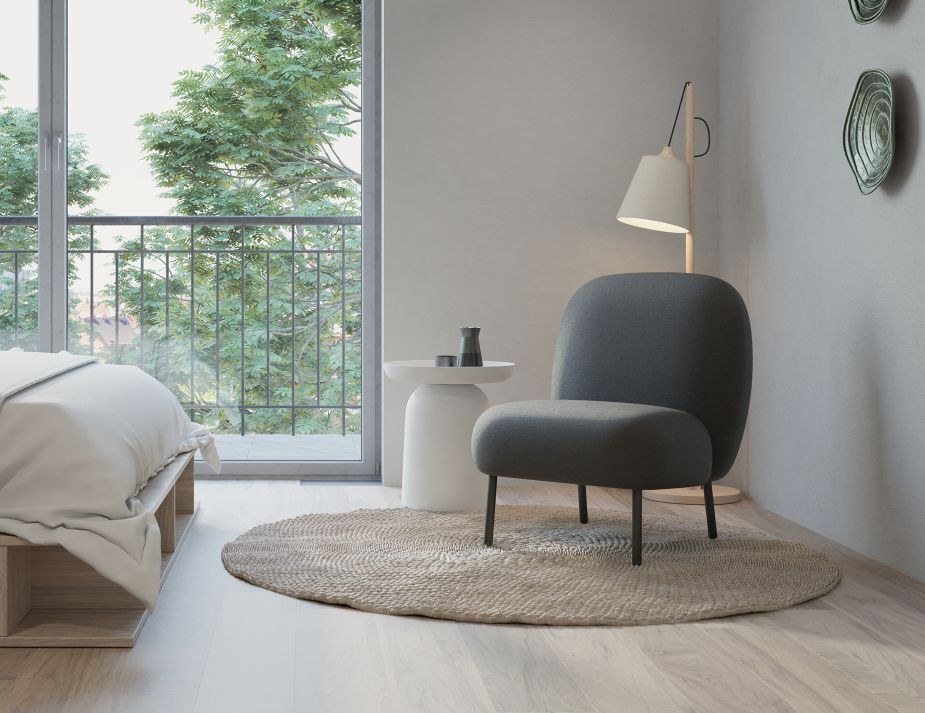 Moulon Lounge Chair - Storm Grey  - Matt Black Legs