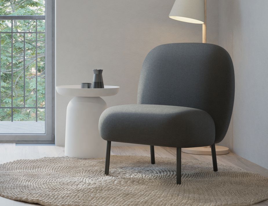 Moulon Lounge Chair - Storm Grey  - Matt Black Legs