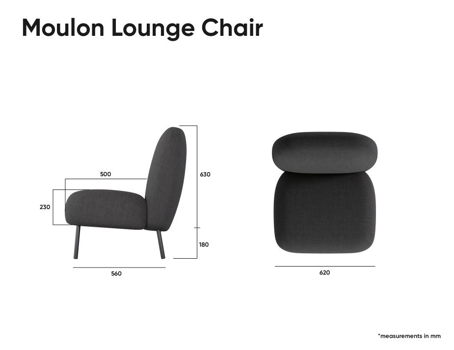 Moulon Lounge Chair - Elephant Boucle  - Matt Black Legs