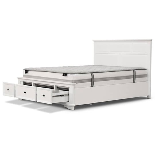 Vienna White Timber King Storage Bed