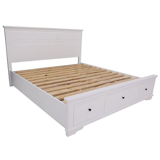 Vienna White Timber King Storage Bed