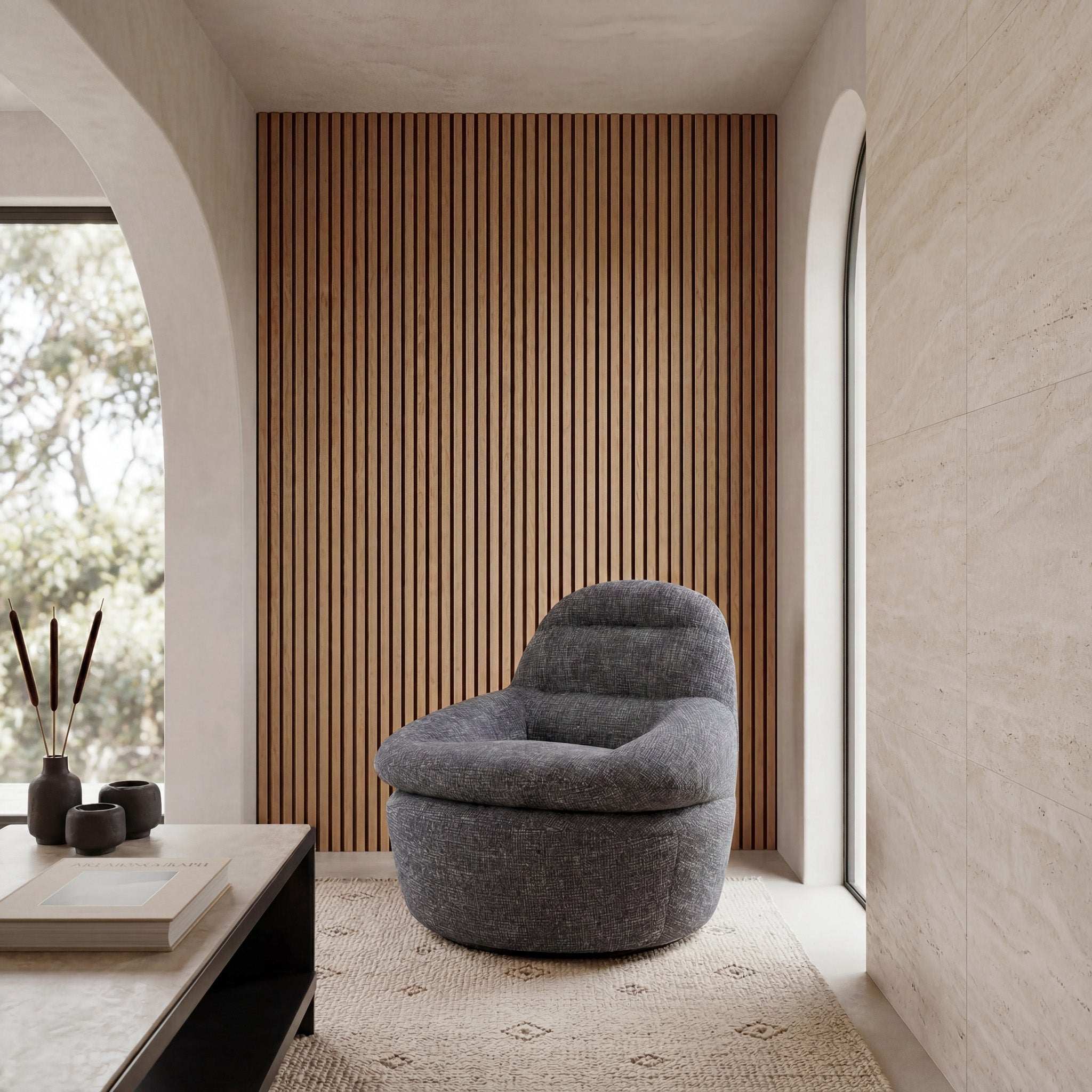 Swivel Lounge Chair - Prussian Blue - image 2