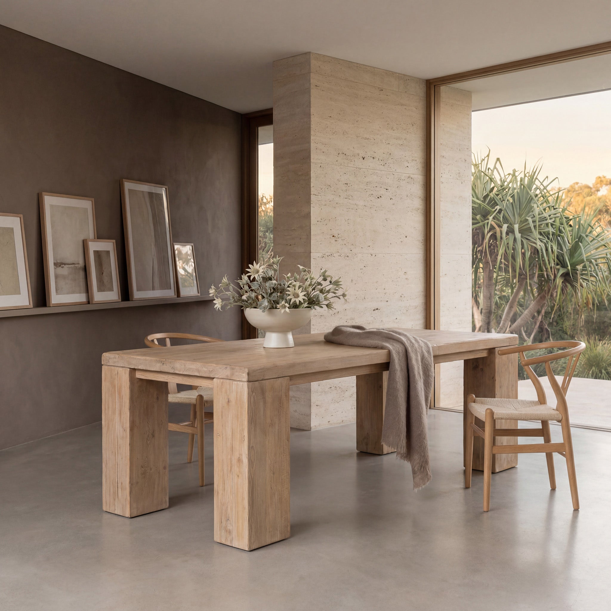 CDT8650-NA 2.44m Elm Dining Table - Natural