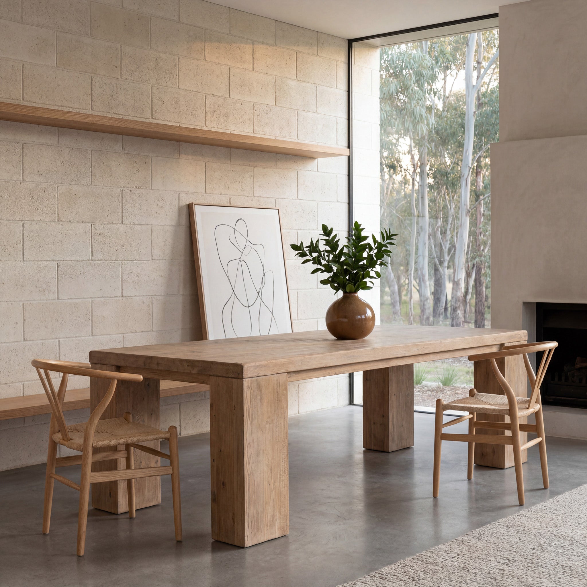 CDT8651-NA 3m Elm Dining Table - Natural