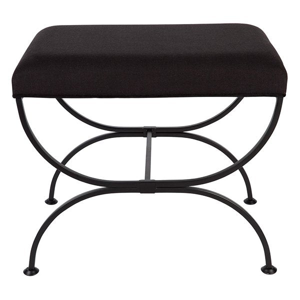 Novak Black Iron Stool - Black Linen