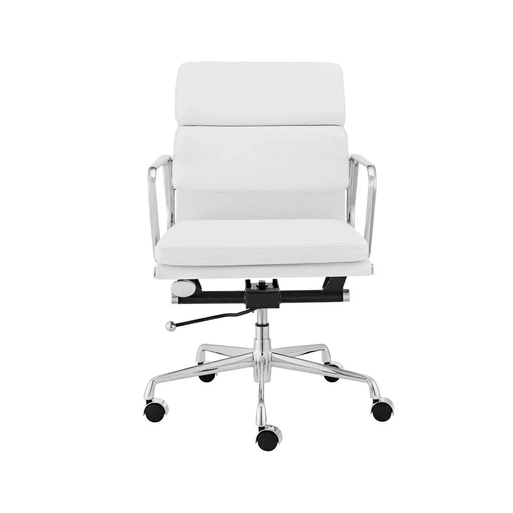 Low Back Office Chair - White Leather