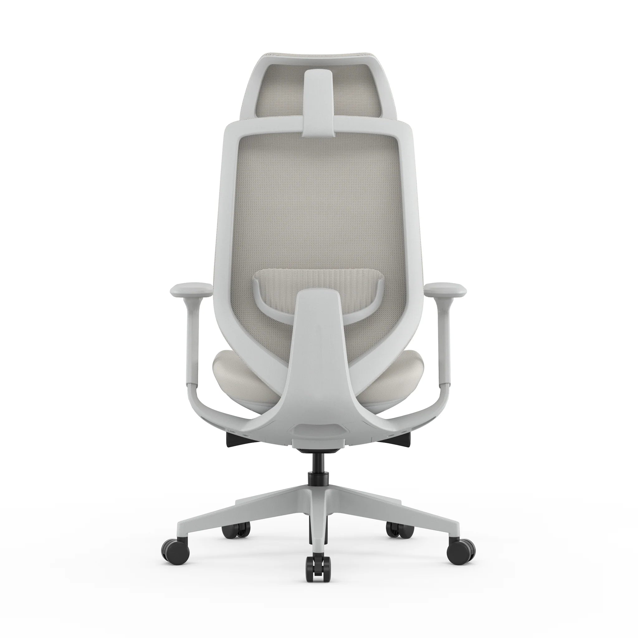 Necavera Mesh Office Chair - Light Grey with Headrest