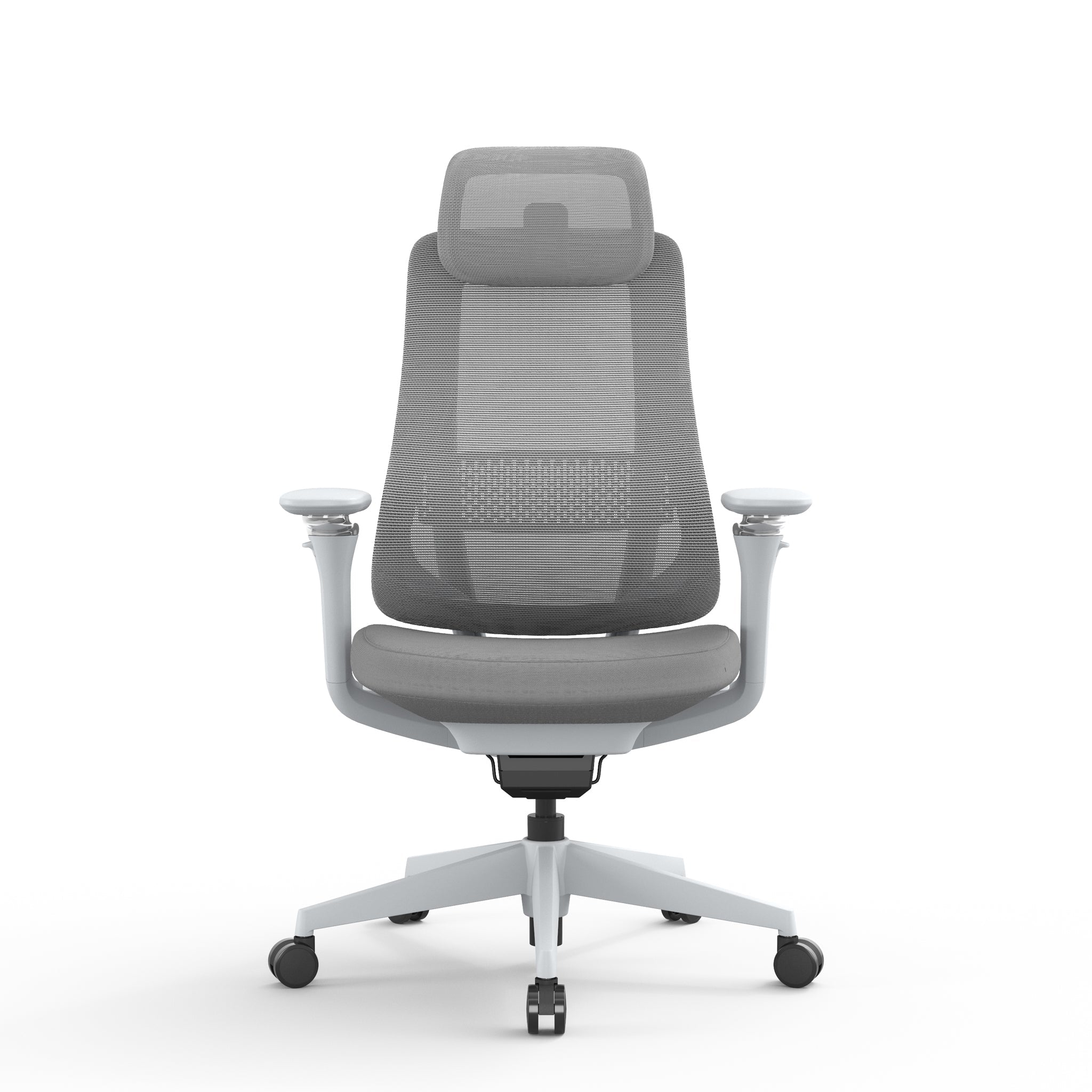 Mesh Office Chair - Light Grey with Headrest - image 2