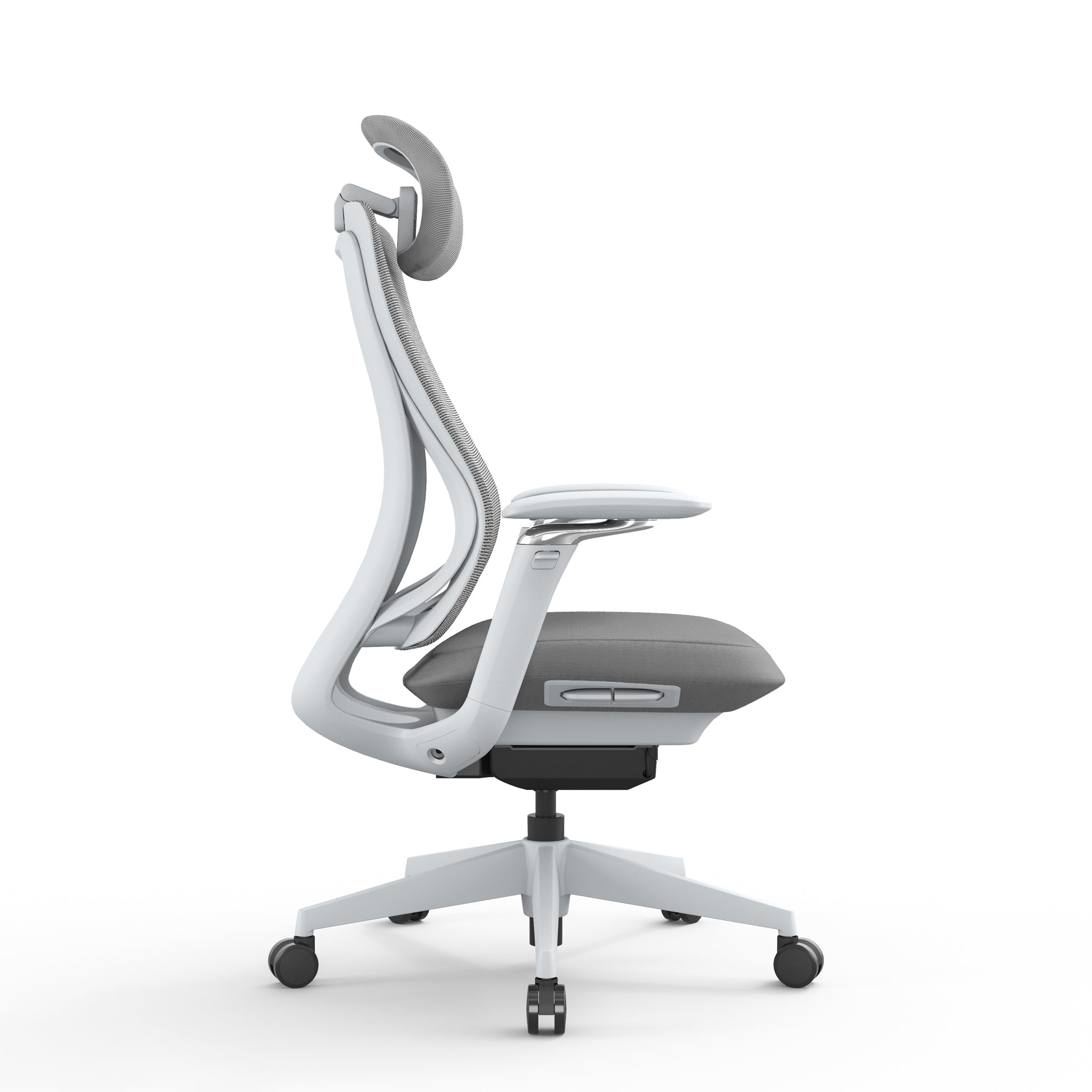 Mesh Office Chair - Light Grey with Headrest - image 3