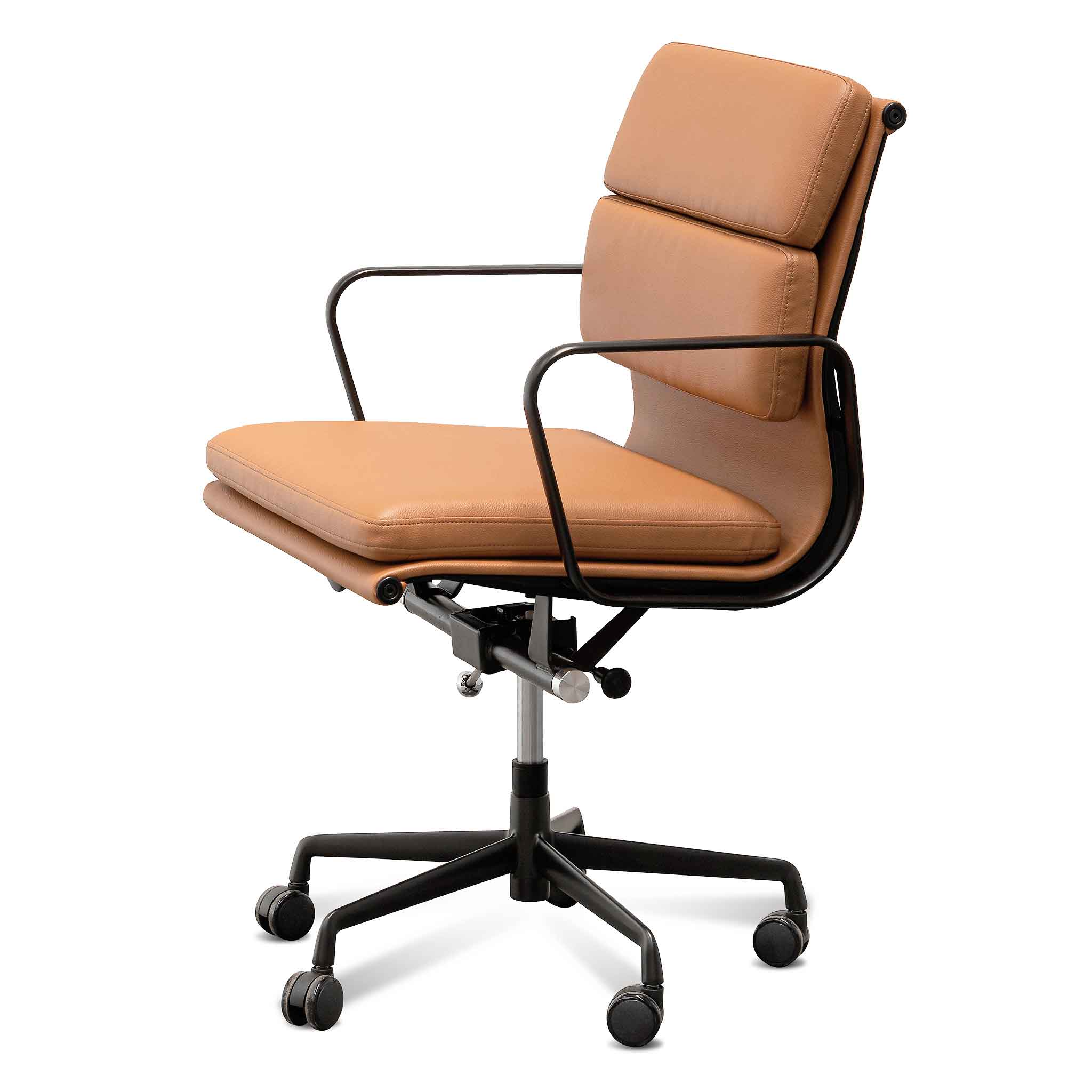 Low Back Office Chair - Saddle Tan in Black Frame - Ashton