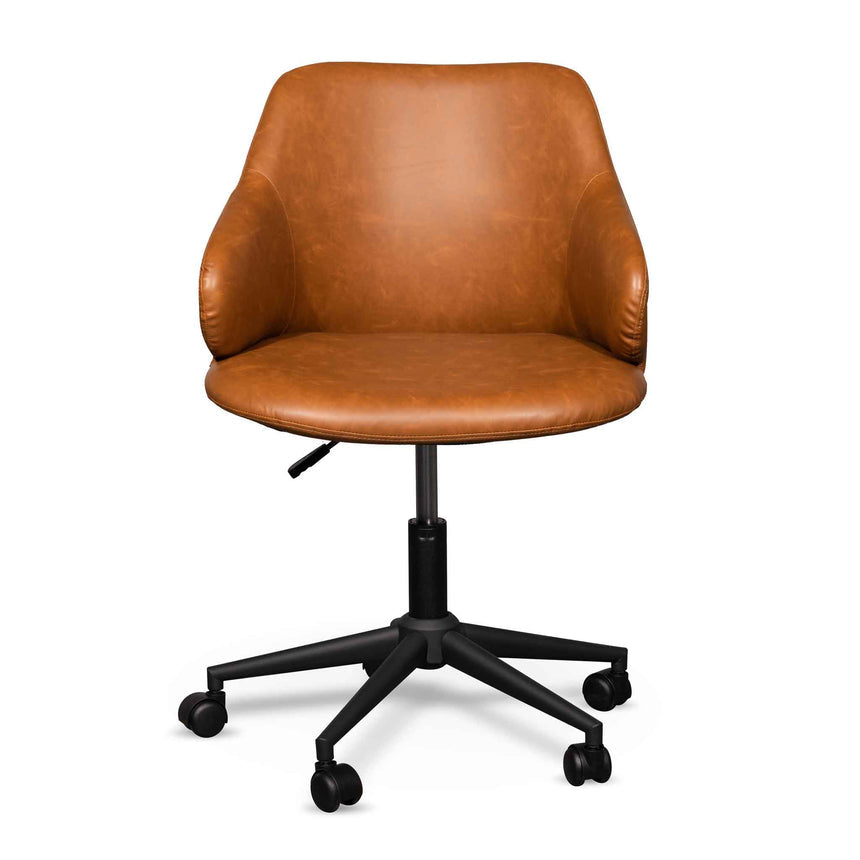 Office Chair - Vintage Tan with Black Base