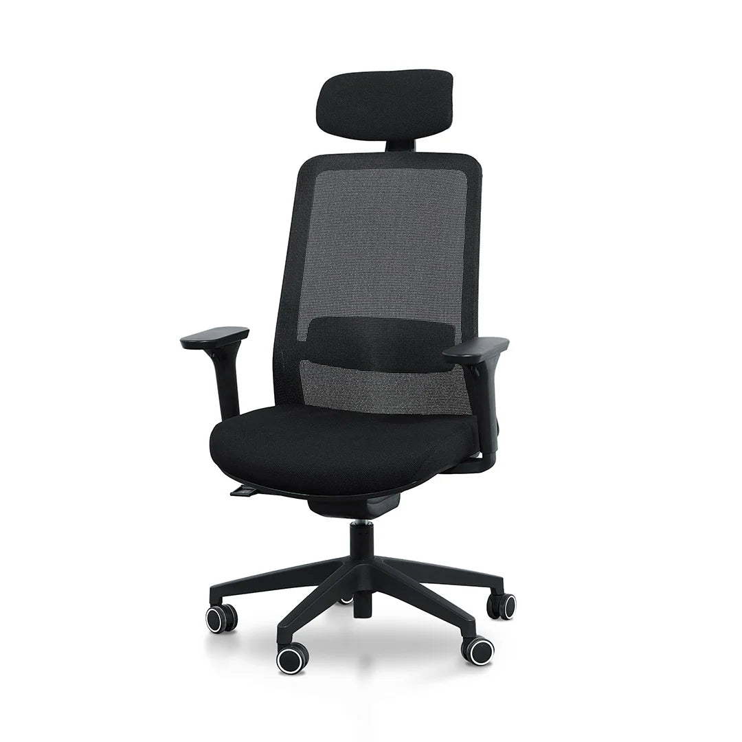 Showcasing Nosimora Mesh Office Chair - Full Black OC8504-LF Office Chair by Calibre Furniturs