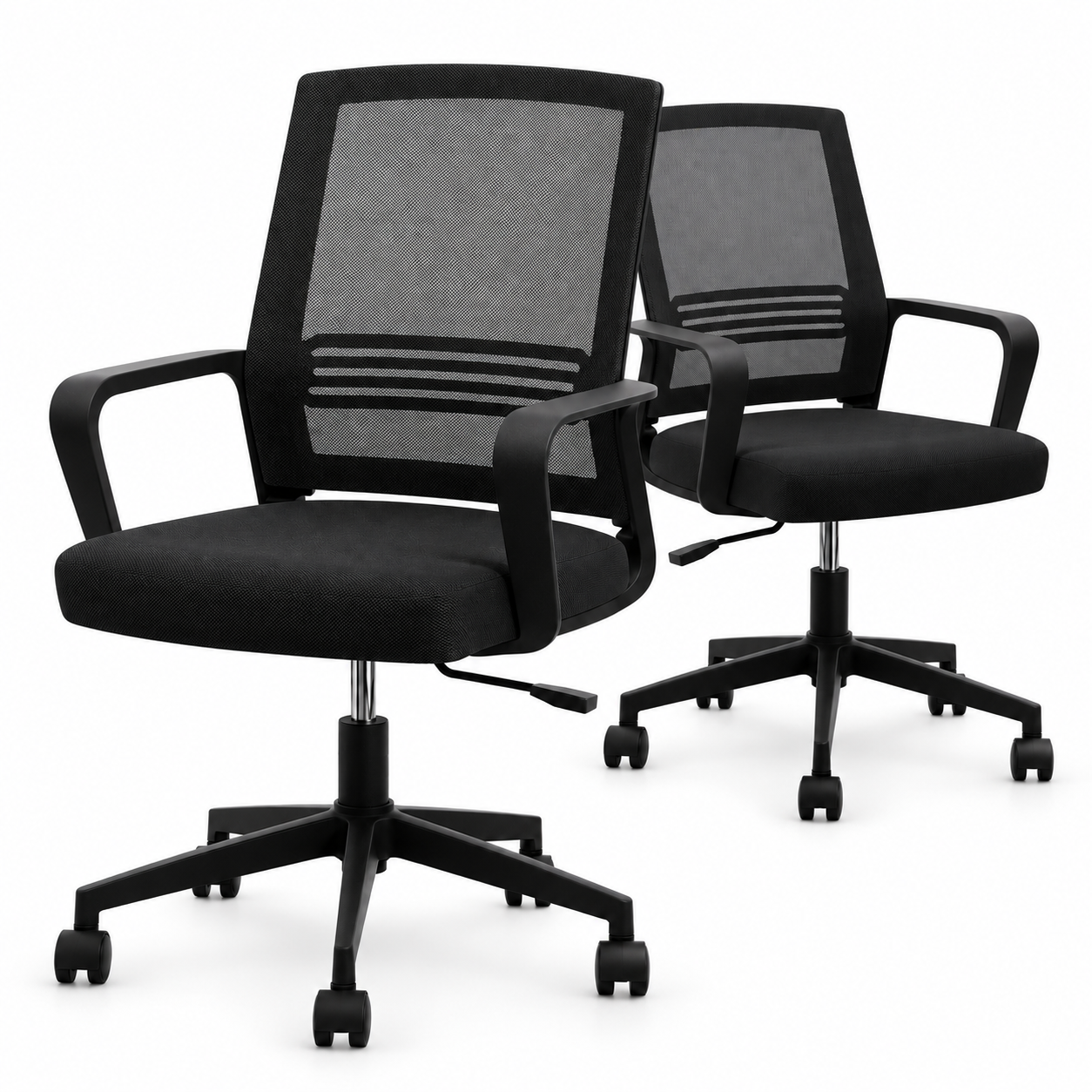 Artiss 2x Ergonomic Office Chair Mesh Mid Back Home Office Desk Chairs with Lumbar Support Black
