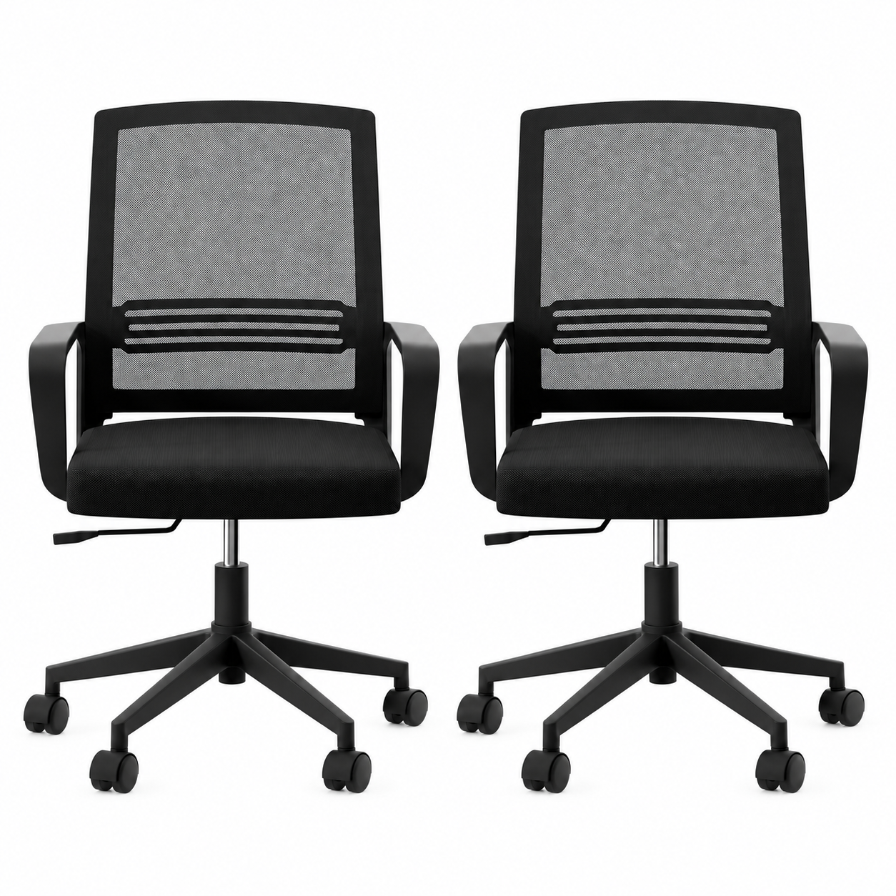 Artiss 2x Ergonomic Office Chair Mesh Mid Back Home Office Desk Chairs with Lumbar Support Black