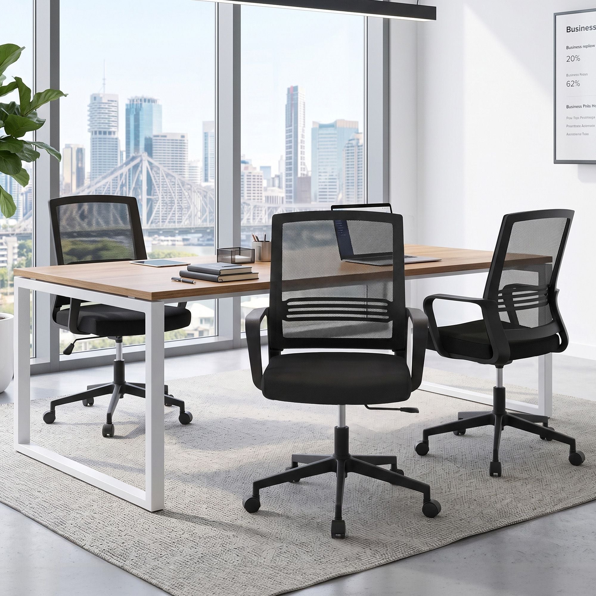 Artiss 2x Ergonomic Office Chair Mesh Mid Back Home Office Desk Chairs with Lumbar Support Black