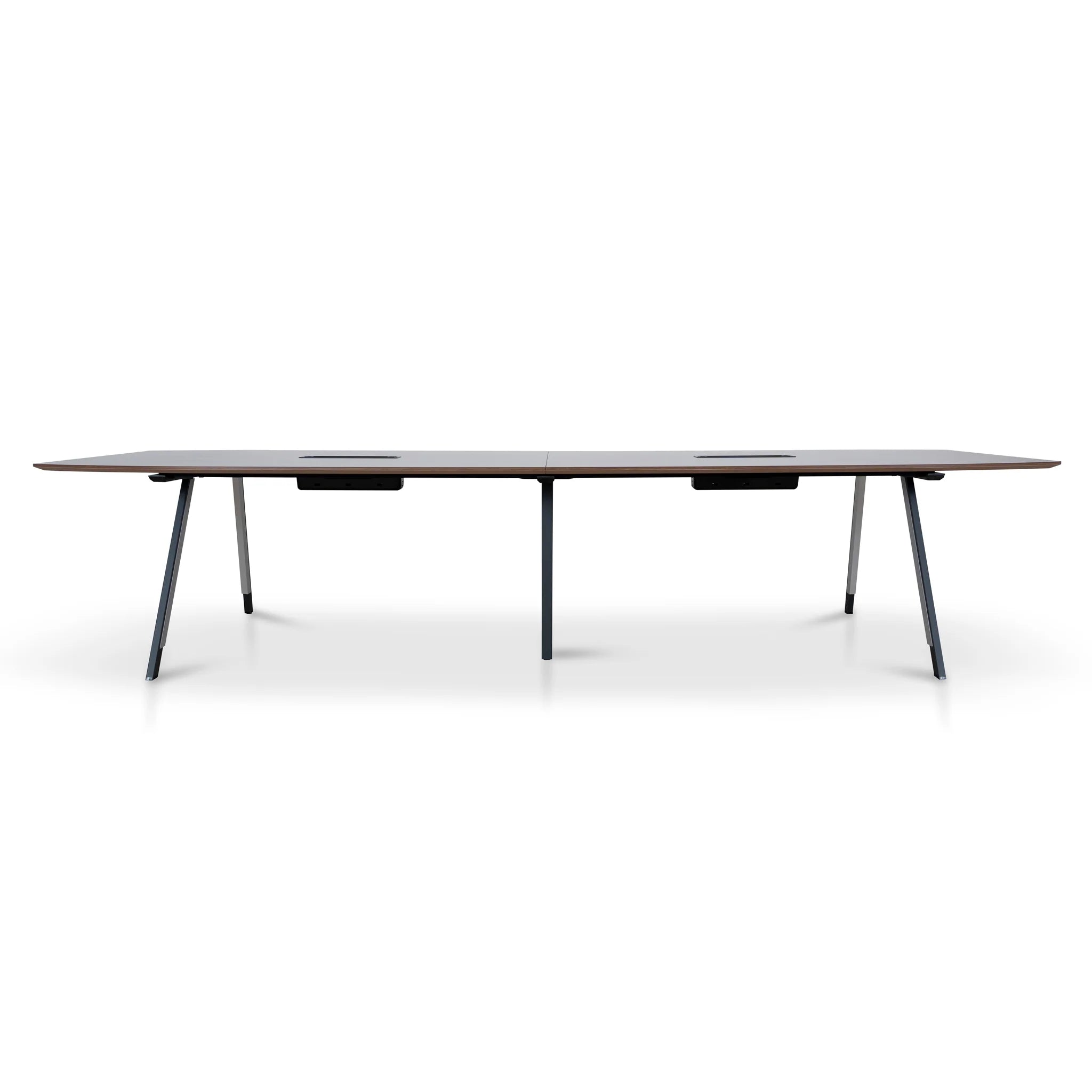 Showcasing Paluvana 3.6m Boardroom Meeting Table - Walnut Top With Black Legs OT10442-SN Table by Calibre Furniturs