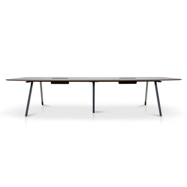 Showcasing Paluvana 3.6m Boardroom Meeting Table - Walnut Top With Black Legs OT10442-SN Table by Calibre Furniturs