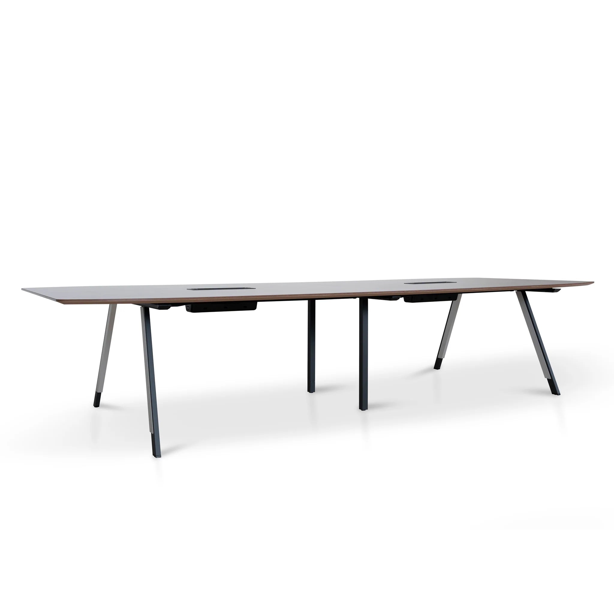Showcasing Paluvana 3.6m Boardroom Meeting Table - Walnut Top With Black Legs OT10442-SN Table by Calibre Furniturs