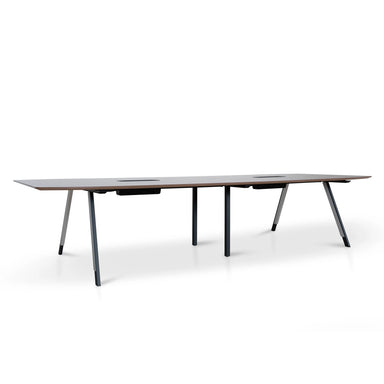 Showcasing Paluvana 3.6m Boardroom Meeting Table - Walnut Top With Black Legs OT10442-SN Table by Calibre Furniturs