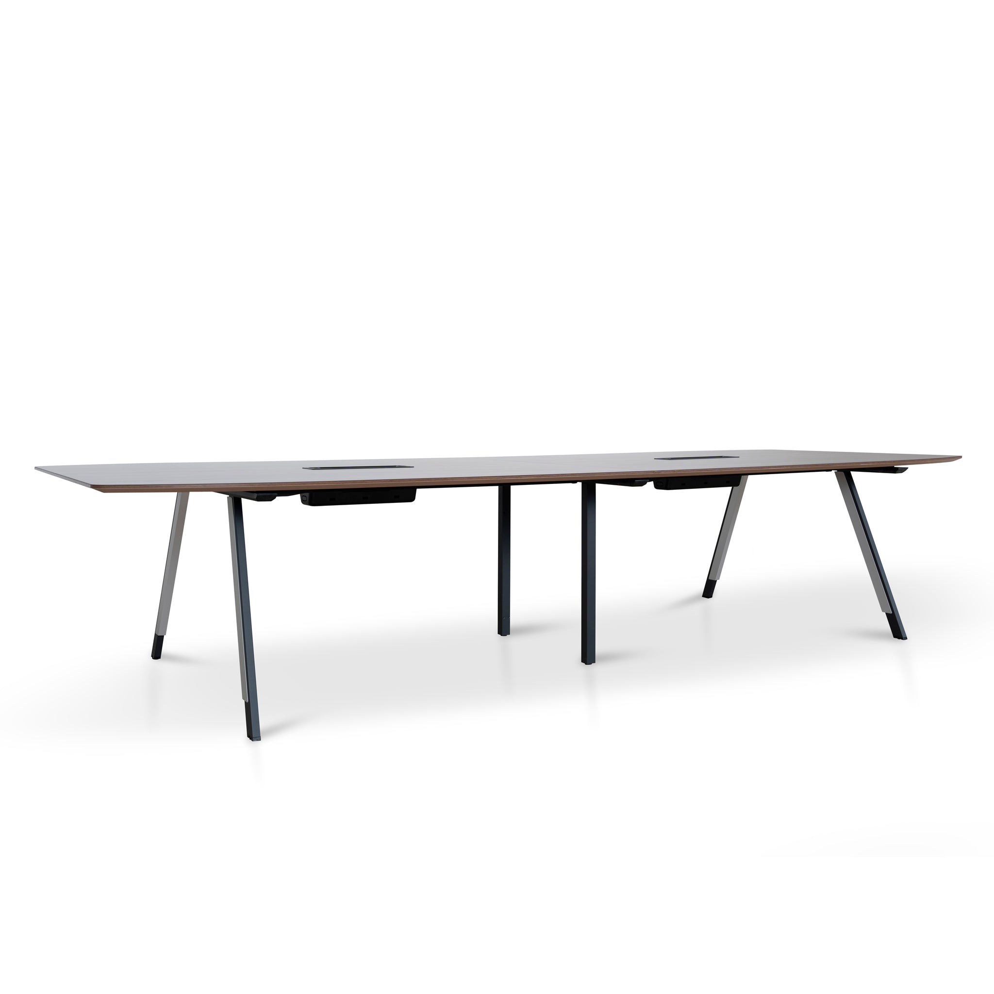 3.6m Boardroom Meeting Table - Walnut Top With Black Legs