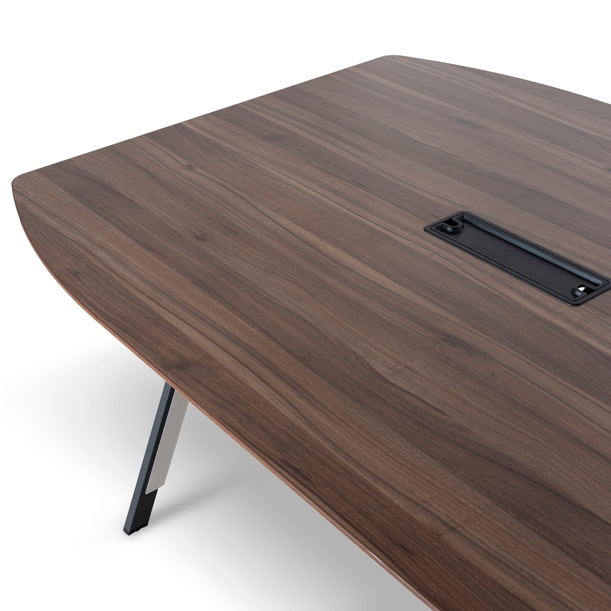 3.6m Boardroom Meeting Table - Walnut Top With Black Legs