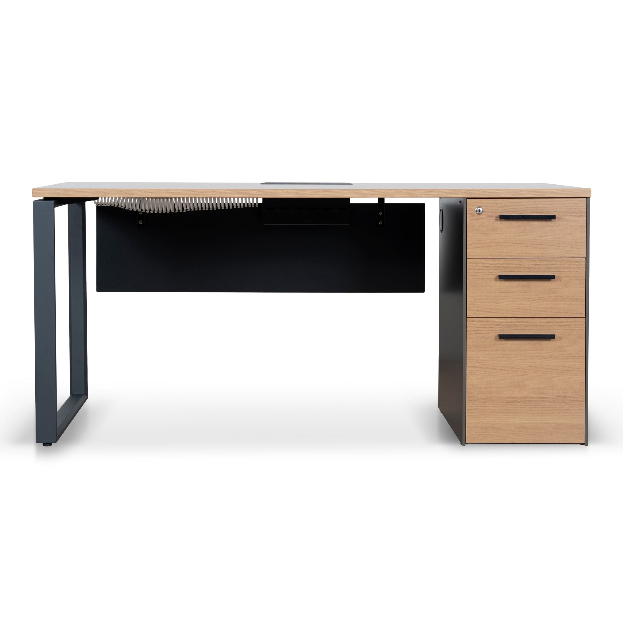 1.6m Single Seater Natural Office Desk - Black Legs - image 2